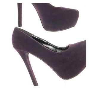 Purple velvet heels